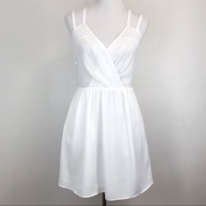 BCBGeneration Ivory Double Strap Surplice White Mini Dress